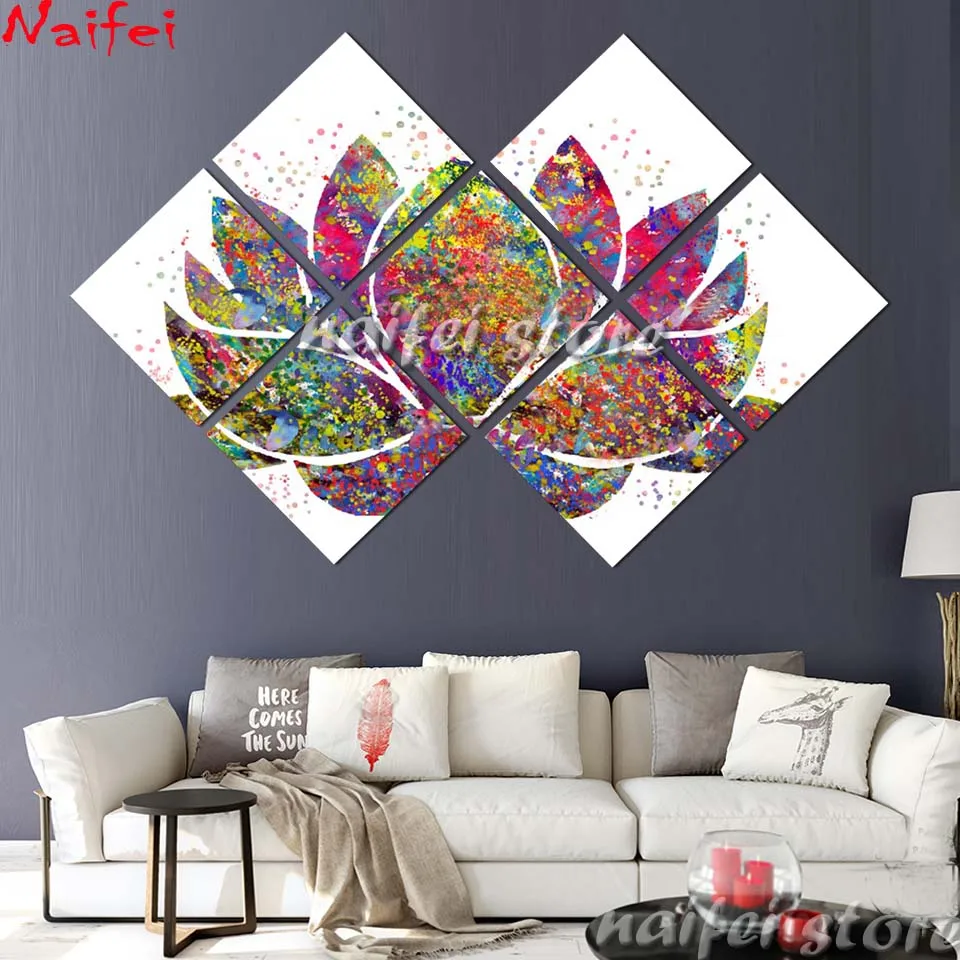 Lotus Flower Yoga Symbol 7pcs set diy Diamond Painting Cross Stitch Kits Picture Home Decor Full square round Diamond Embroidery