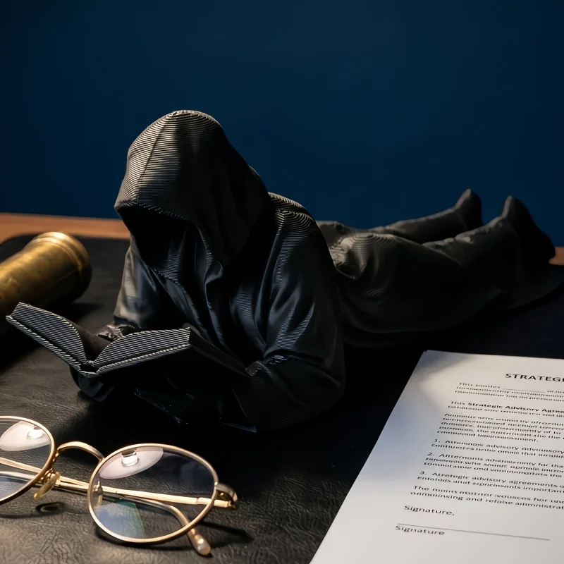 2/4 Piece Set Dark Academic Style Black Robe Faceless Grim Reaper Reading Statue Ornament Mysterious Reader Figure Desktop Craft Ornament Perfect for Soft Decor in Study Bookshelves, Office Desks, Living Room Coffee Ta