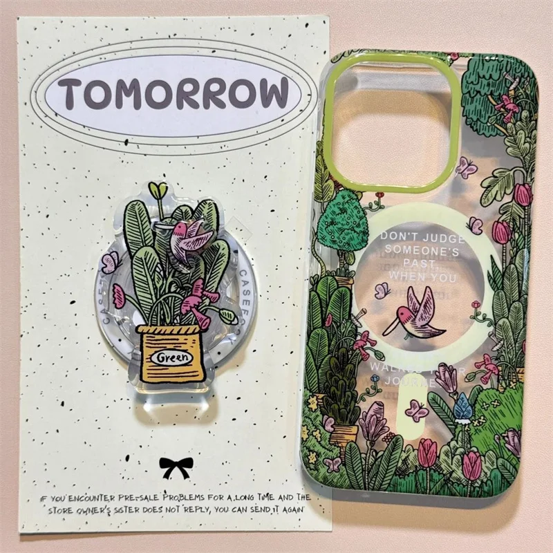 حافظة هاتف مغناطيسية للربيع والصيف على شكل فراشة على شكل زهرة مع حامل مغناطيسي لهاتف iPhone11 12 13 14 15 16 17 Pro max #2