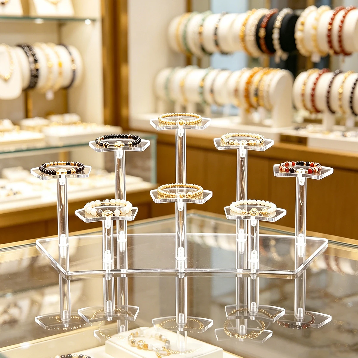 

1pc acrylic fan-shaped multi specification bracelet jewelry display rack retail store vertical storage rack household jewelry