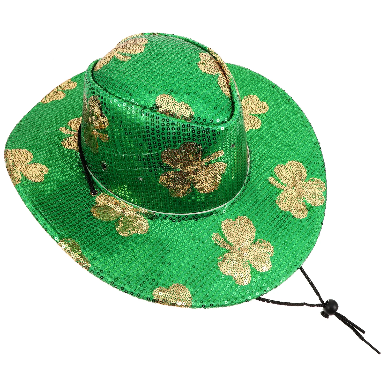 

Sequined LED Cowboy Hat Lights for Women Men Cowgirl St Patrick's Day Party Hat Breathable Fabric Green Costumes