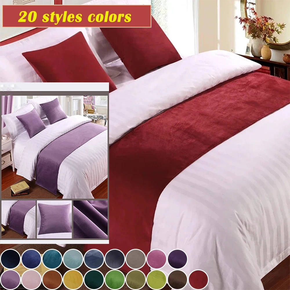

Luxury Velvet Bed Runner Solid Color Bedspread Throw Runner Bed Scarf Hotel Bed Protector Hotel Wedding Home Decoration Gift