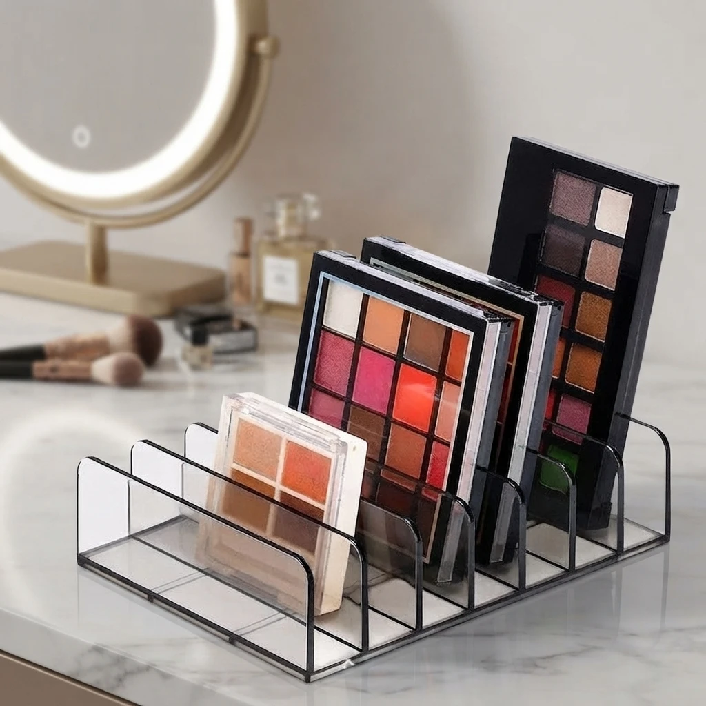 7 Grids Clear Acrylic Eyeshadow Compact Organizer Drawer Organization Transparent Slot Cosmetics Case Divider Makeup Storage Box