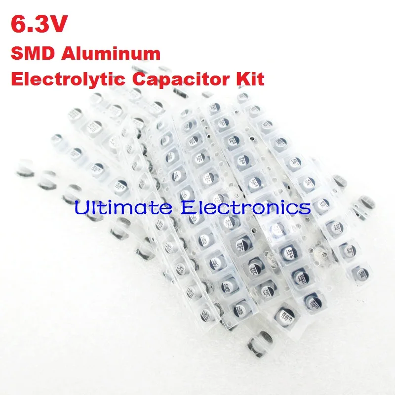 140Pcs/Lot 9values 22uF-1500uF 6.3V SMD Aluminum Electrolytic Capacitor Assorted Kit Set Samples Kit