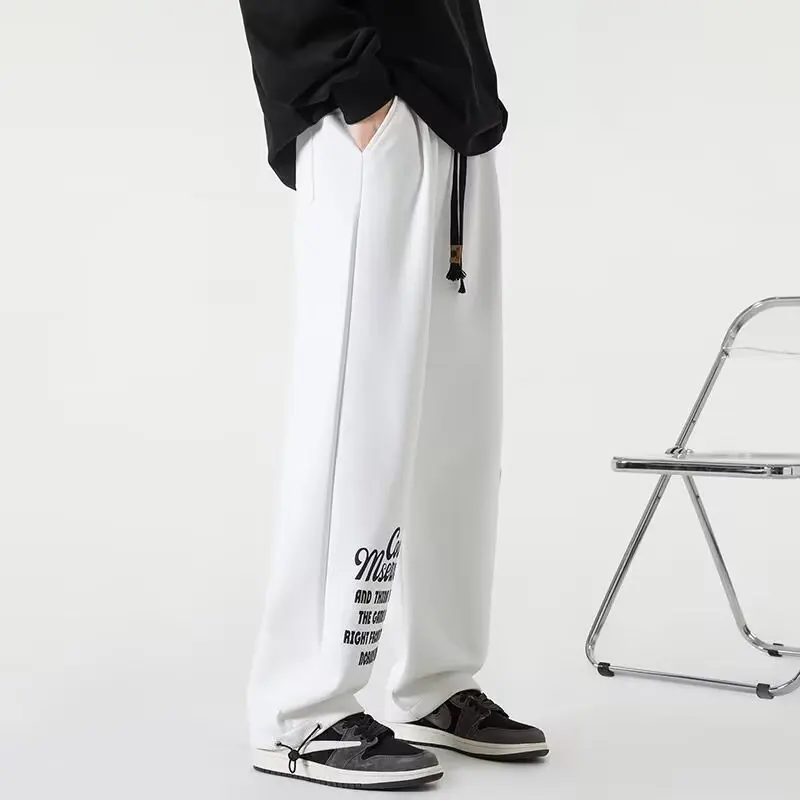 Pantalon de survêtement hip hop décontracté pour hommes, streetwear de style coréen, pantalon sarouel, taille élastique américaine, pantalon cargo à jambes larges pour jeunes hommes