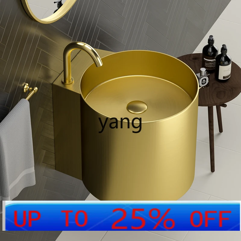 

LH gold stainless steel wash basin wall-mounted bathroom wash basin integrated column basin