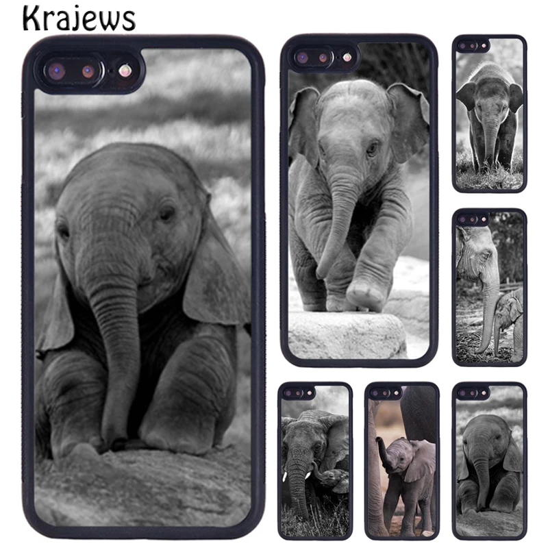 Krajews Baby Elephant Animal Rubber Phone Case For iPhone 16 15 14 XR XS 11 12 mini 13 Pro MAX Plus cover coque