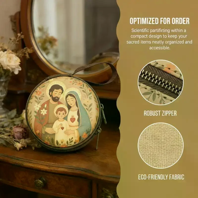 

Portable Rosary Bag Zippered Iron Artwork Organizer for Religious Prayer Beads Church Travel Home