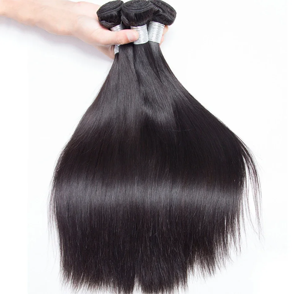 12a osso brasileiro feixes de cabelo reto atacado cor natural 100% extensões de cabelo humano virgem para as mulheres 1/3/4 pacotes negócio