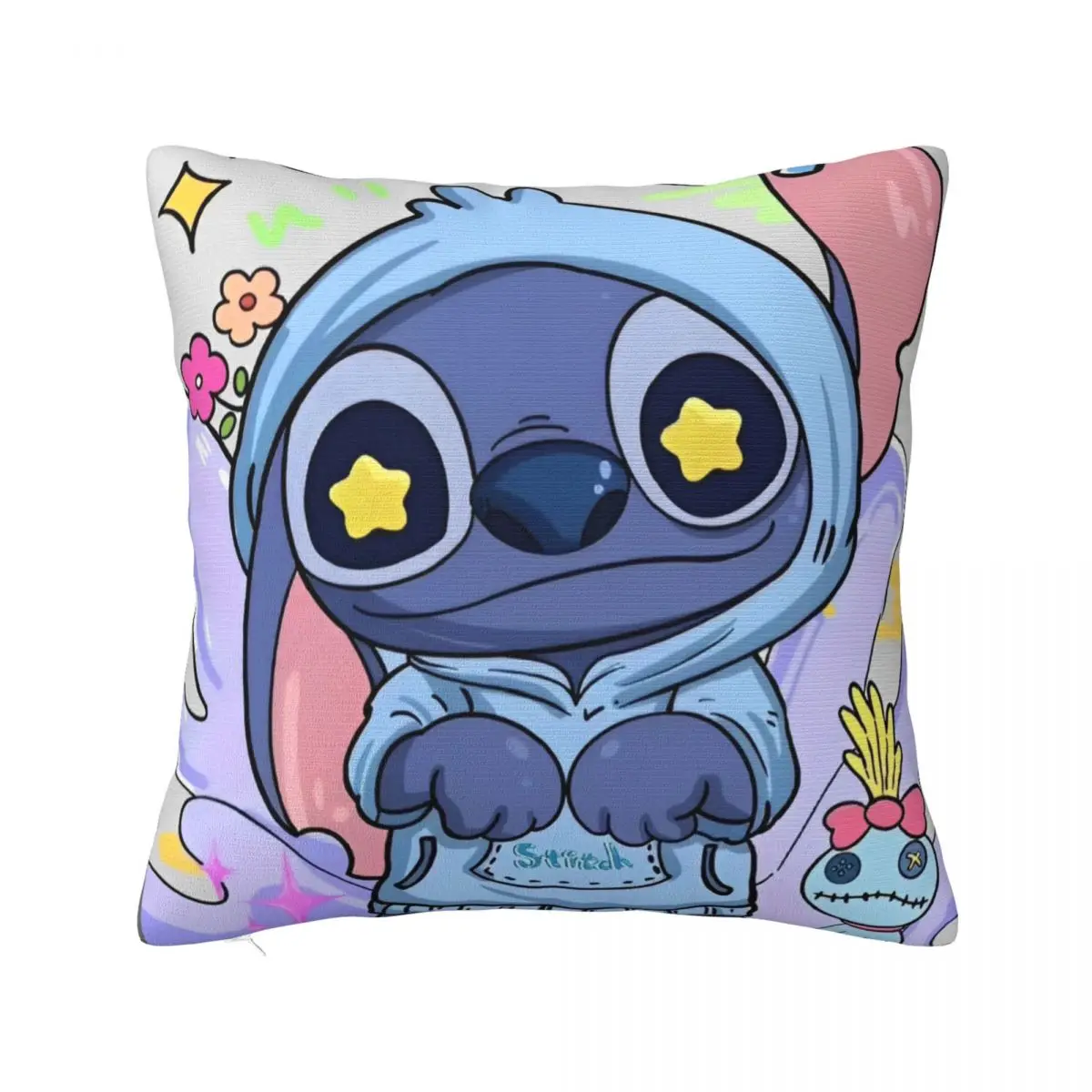 

Printed Cute Stitch Hello Star Eyes Pillowcase Polyester Cushion Cover Cartoon Throw Pillow Case Cover Room Zipper 18"