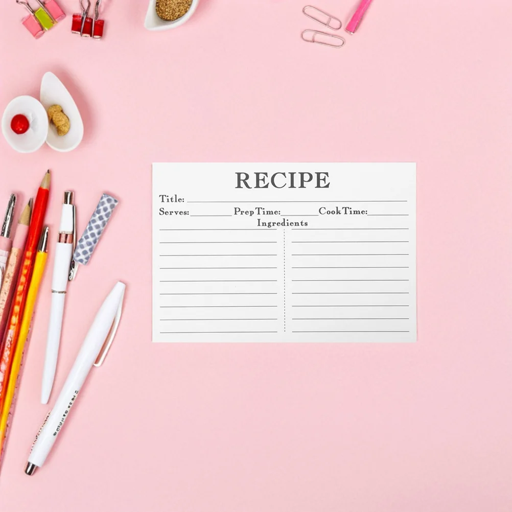 50Pcs Blank Recipe Cards Double Sided Thick Paper for Wedding Bridal Shower Recording Recipes Kitchen Food Note Cards