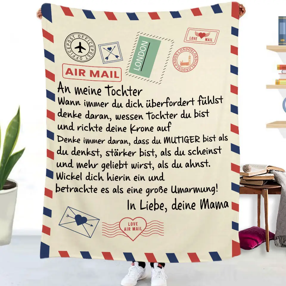 Flanelldecke mit deutschen Buchstaben „To My Daughter Son“, Weihnachtsgeschenk, warme Überwurfdecke für Bett, Sofa, Couch, Geburtstagsgeschenke, Heimkönigin – Detail 21