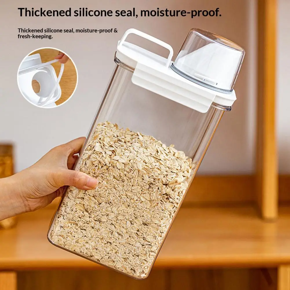 Airtight Food Storage Container Plastic Kitchen Organizer Bin with Pouring Spout And Measuring Cup Lid for Dry Food Rice Sugar P
