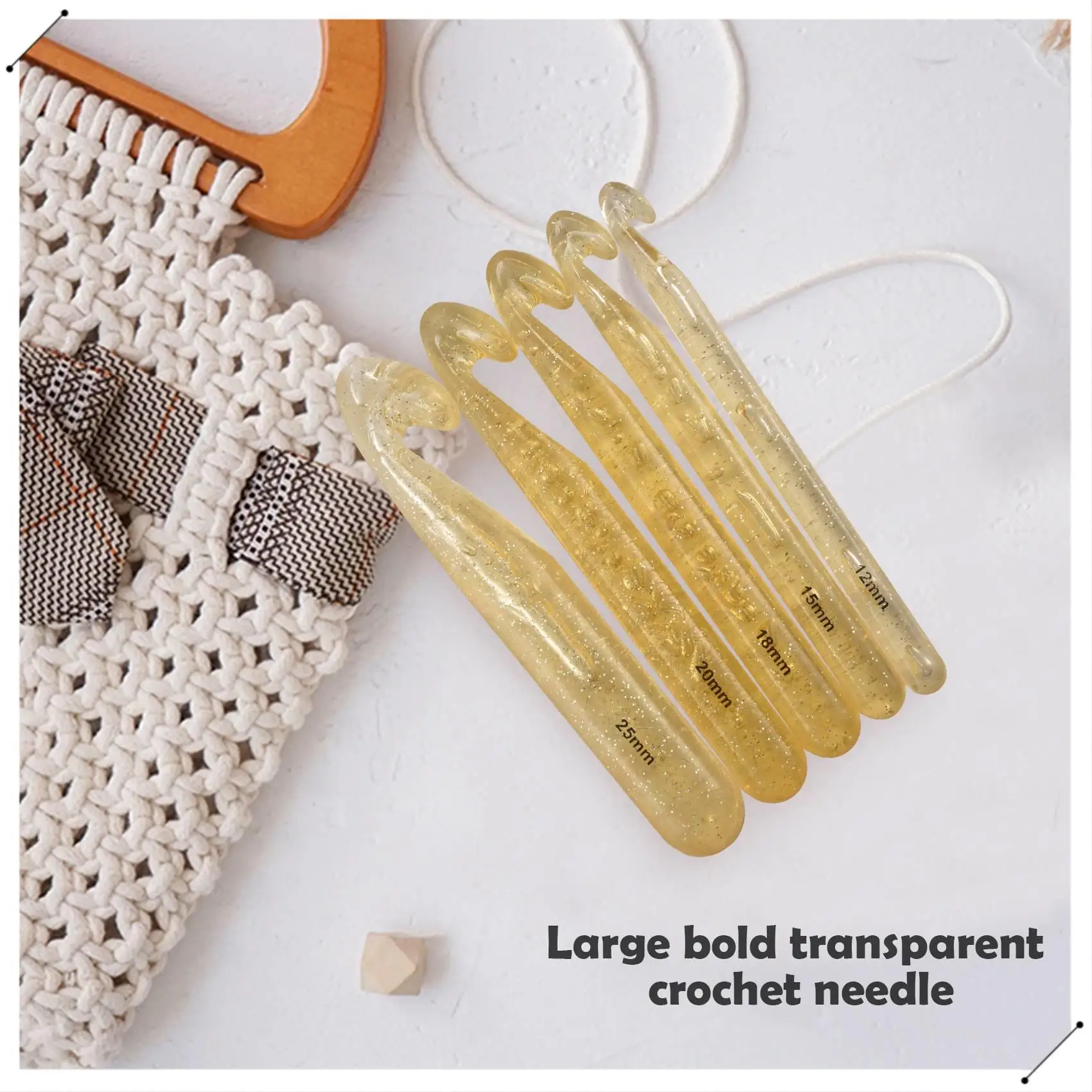 5Pcs 12Mm/15Mm/18Mm/20Mm/25Mm Huge Crochet Hooks Set Plastic Knitting Needles Kit DIY Yarn Sewing Craft Knitting Tool