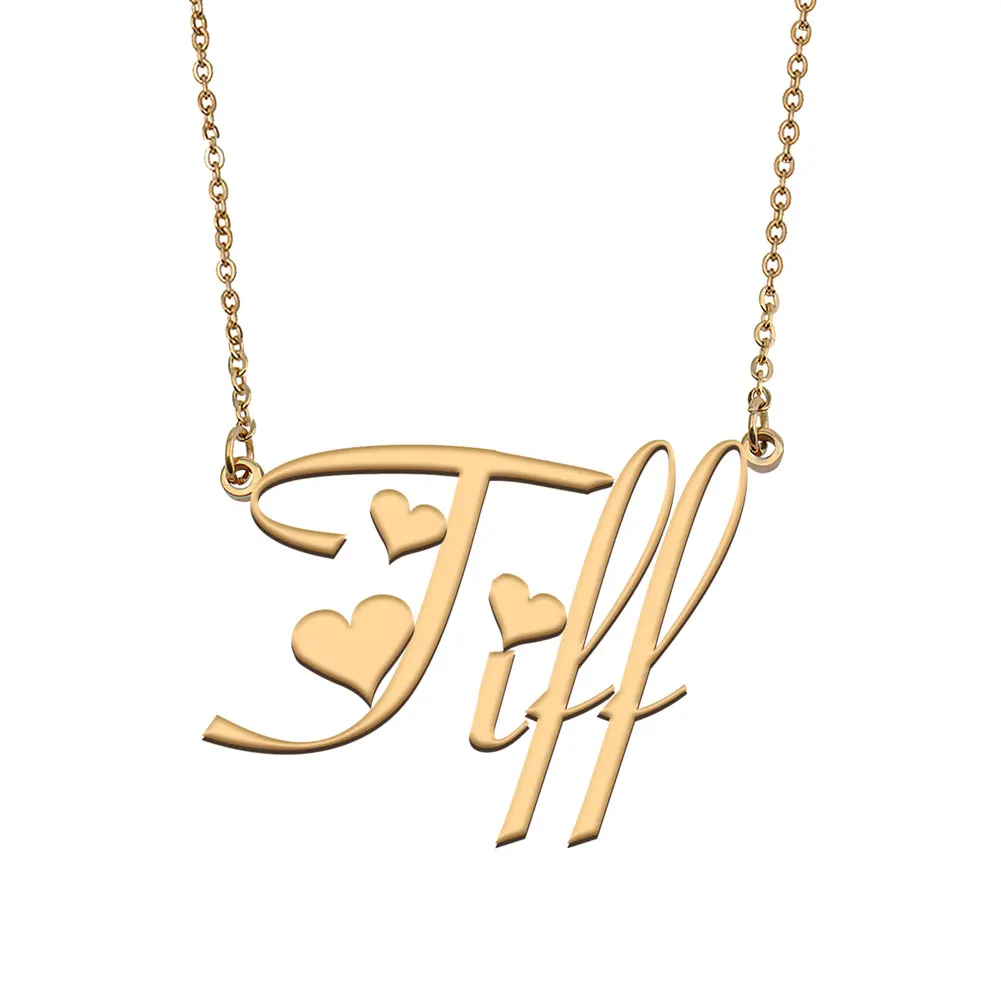 AOLOSHOW Collar con nombre de Tiff personalizado Colgante con placa con nombre de acero inoxidable para mujer - Regalo de cumpleaños, boda, Navidad, madre