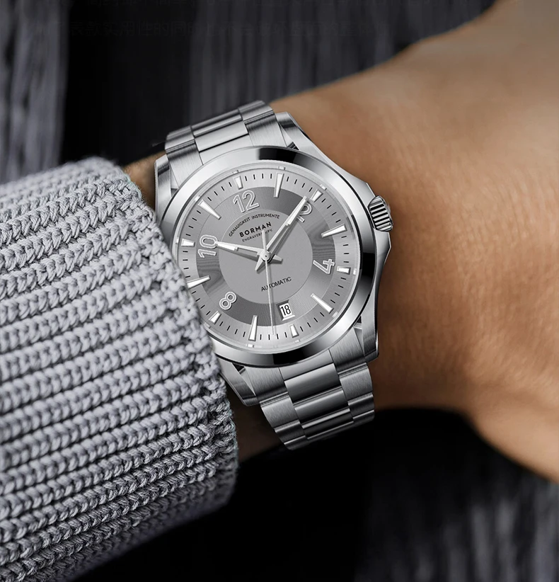 بورمان ساعة أوتوماتيكية للرجال 41.5 ملم ساعة يد ميكانيكية عتيقة 50 متر مقاومة للماء ياقوت مضيئة Miyota8125