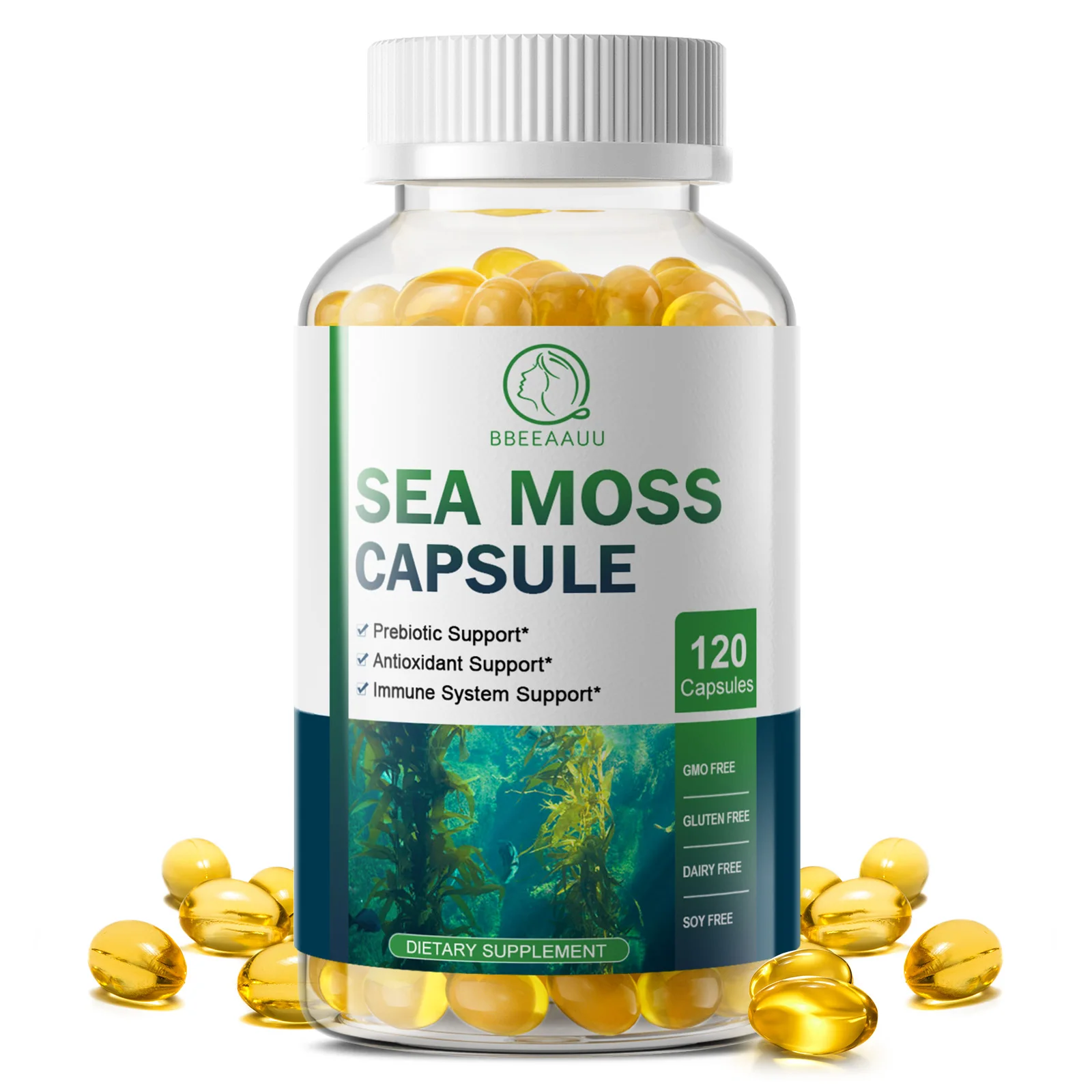 

BBEEAAUU Sea Moss Capsule Boost Immune System Supports Healthy Thyroid Function,Muscle and Joint Health Detoxifies Skin Care