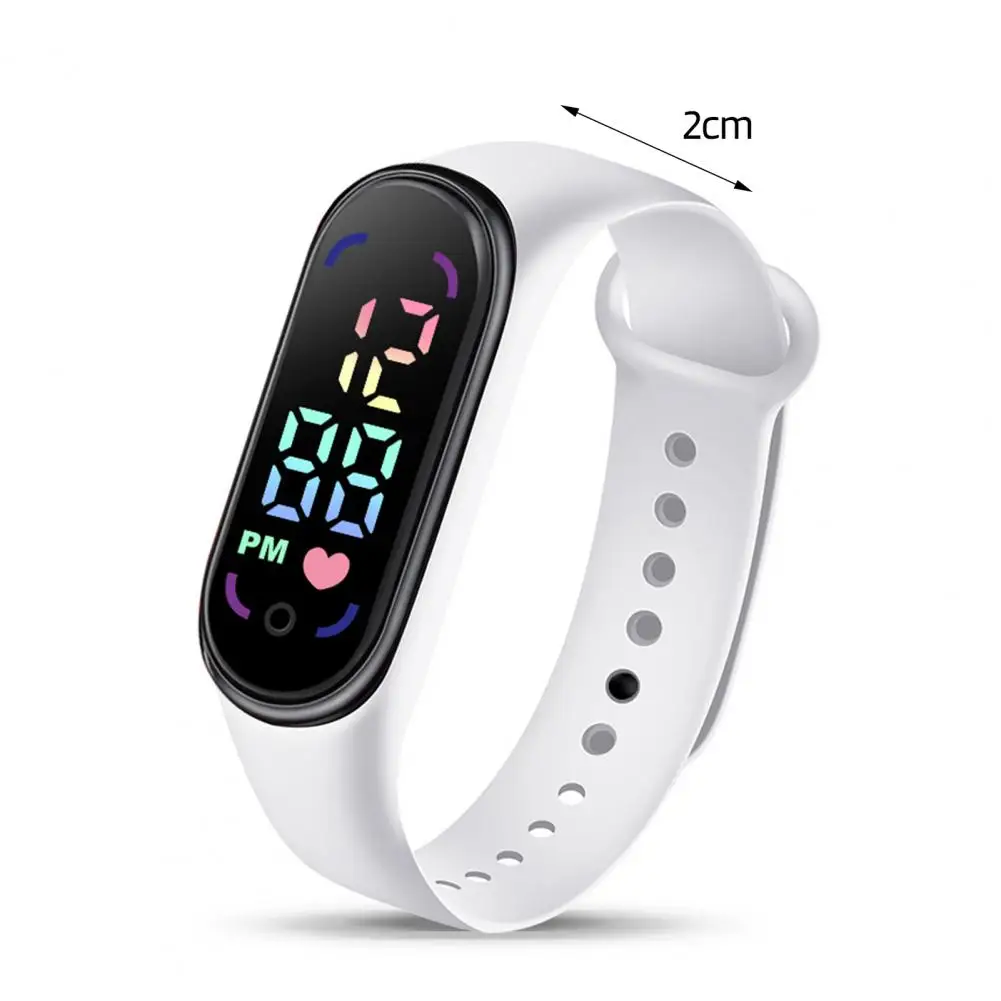 Reloj electrónico para niños, pulsera deportiva impermeable con pantalla LED, esfera redondeada, correa de silicona ajustable, reloj Digital para niños