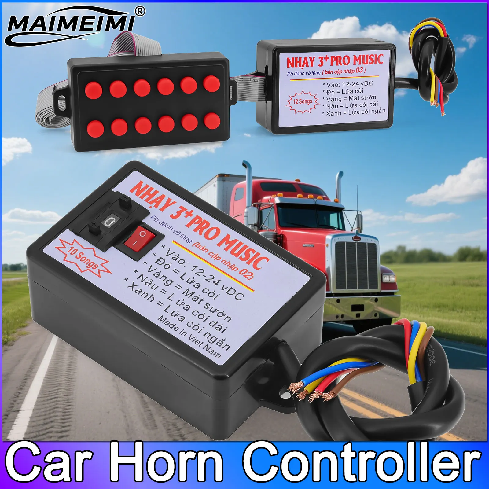 

Car Horn Controller Electric Horn Speaker Sound Control Unit with 8-12 Sound Effects/Volume Switching for Car Truck Marine Boat