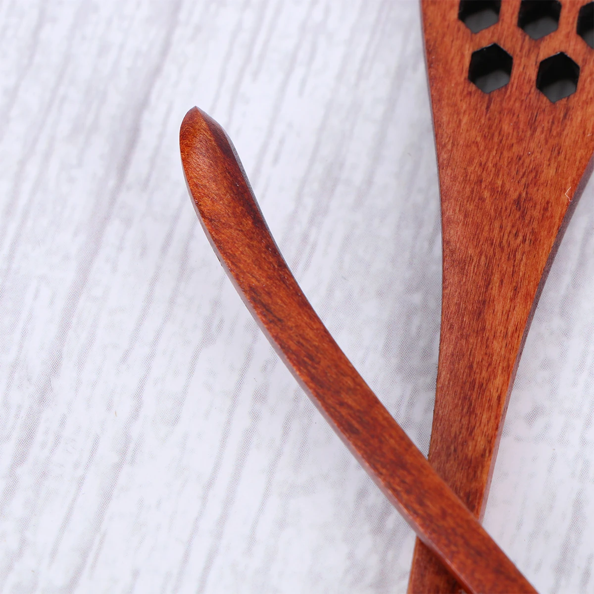 

5PCS Hollow Wooden Spoon Long Handle Eco Friendly Smooth Honey Dipper Molasses Maple Syrup Stirrer Kitchen Bar Tools Wooden