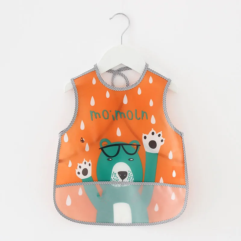 New Cartoon Pattern EVA Waterproof Pocket Lunch Feeding Bibs Adjustable Baby Bibs Cute Children Baby Apron Kids Burp Cloths