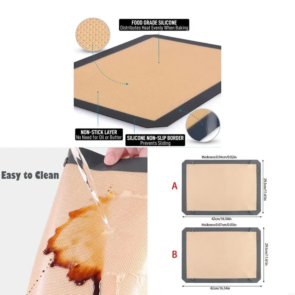F92F Heat Resistant Silicone Baking Mats Nonstick and Reusable Oven Liner Baking Sheet for Professional Baking People