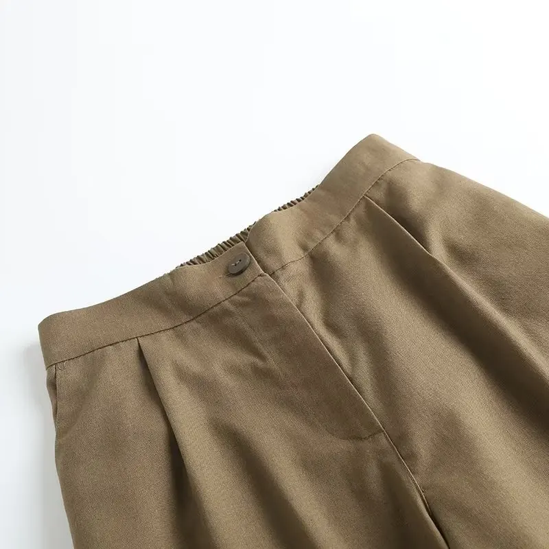 Maxdutti Indie Folk moda Oficina señora pantalones mujeres trajes de lino pantalones sueltos rectos para primavera 2023