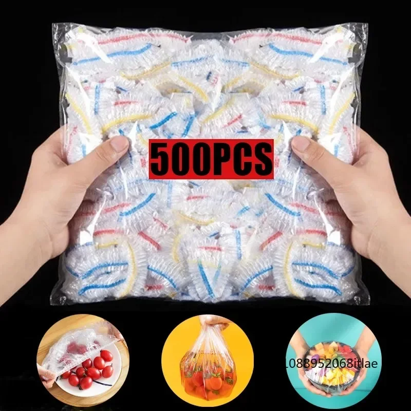 50/100/200/500PCS Food Grade Fresh-keeping Plastic Bag Disposable Food Cover Bags Reusable Stretchable Plastic Wrap Storage Bag