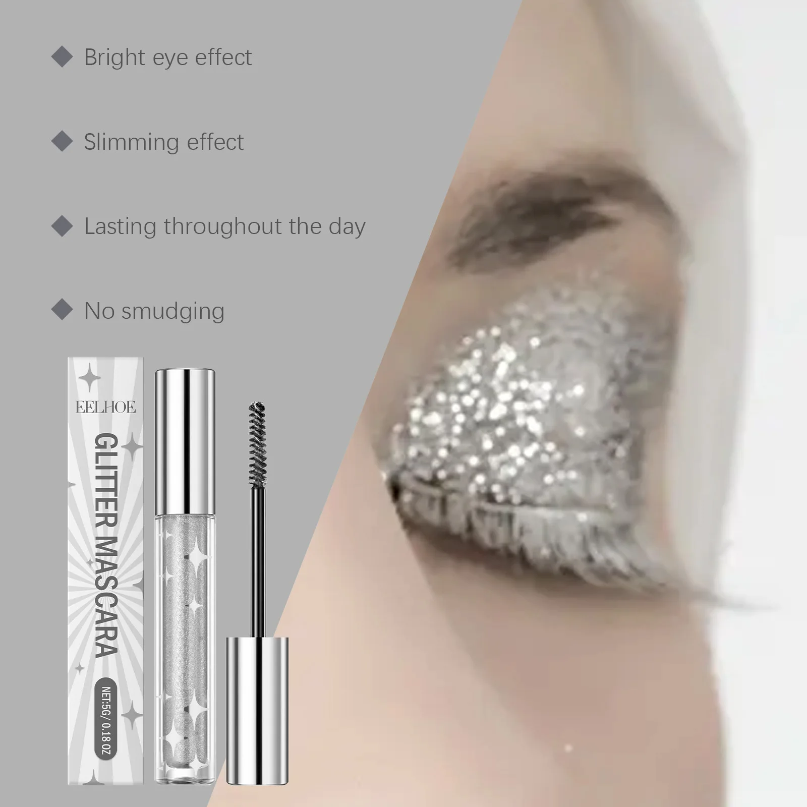 Eelhoe الفضة فلاش ماسكارا كريم أكثر سمكا إطالة تشكيل دائم الضفيرة غير لطخة تجميل ضد الماء أداة رمش الكريمات #5