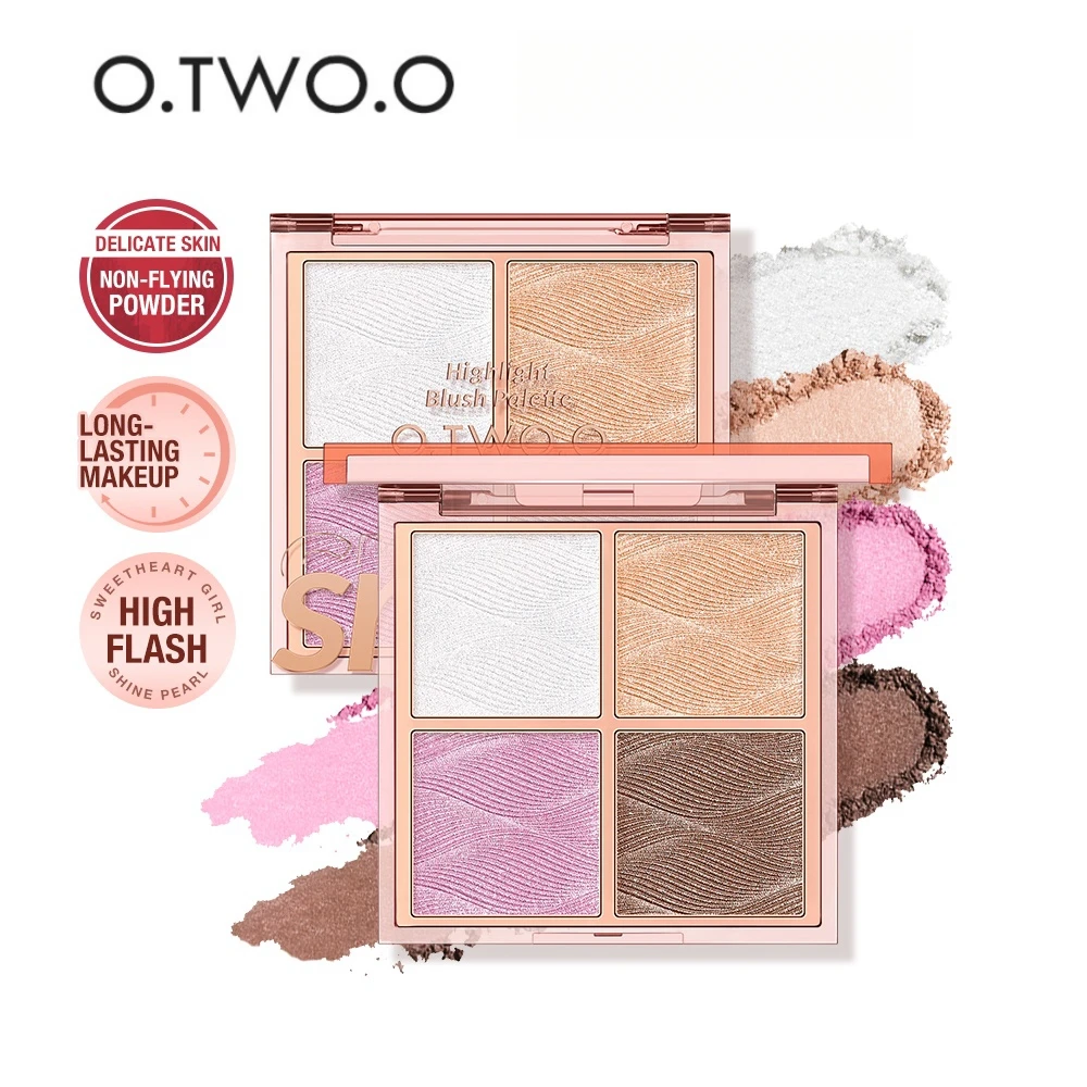 Wholesale O.TWO.O Highlighter Blush Makeup Palette Waterproof Long Lasting Lighten Skin Shimmer Contour Makeup Bronzer Cosmetics