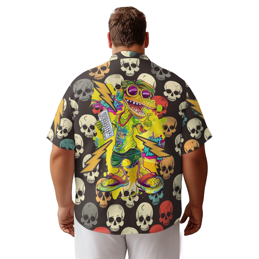 Men's Big and Tall Short Sleeve Golf Polo Buttom Shirt for Men Clothing L-8XL Skull Bone Crocodile Musician Polo T-shirt Tees