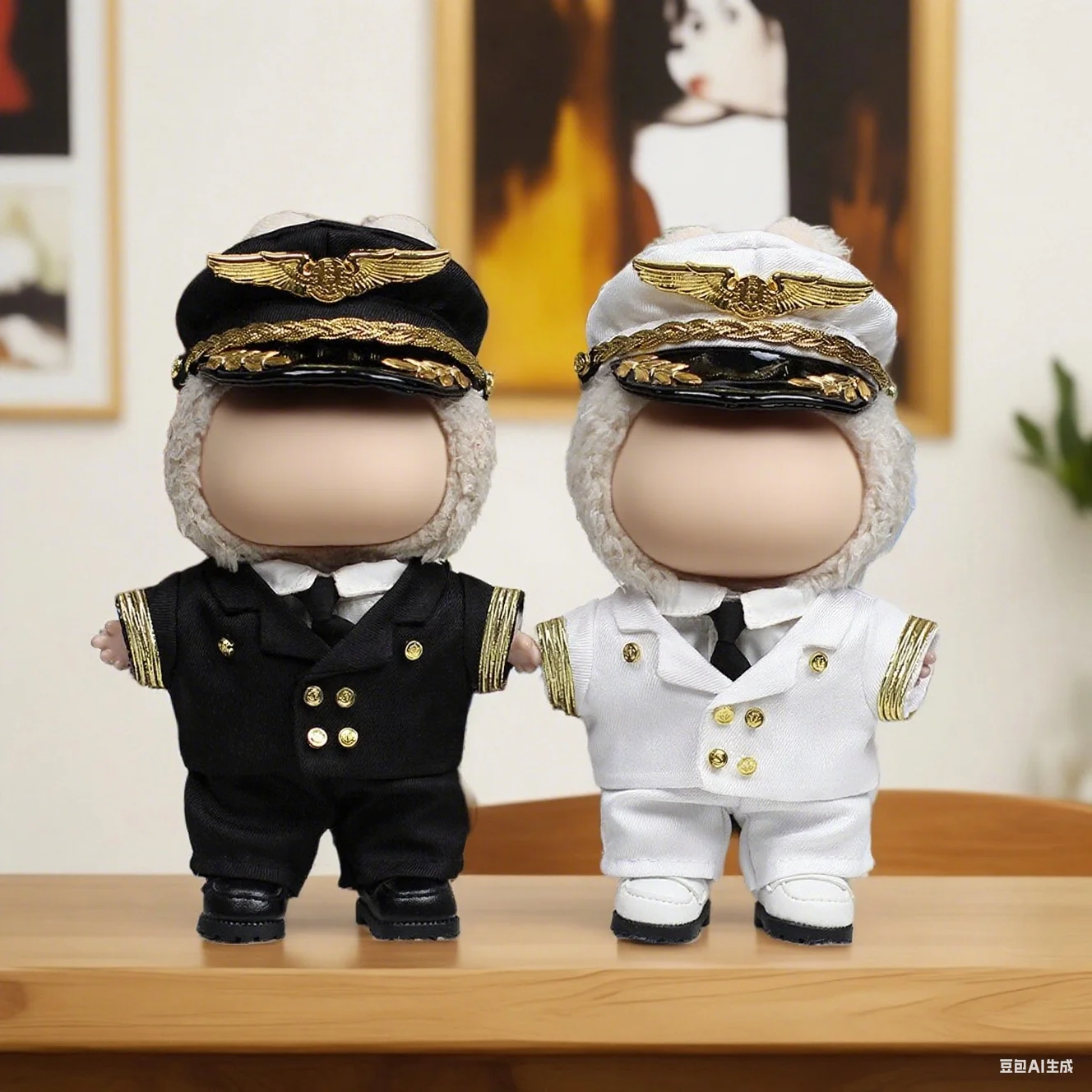 Anime Poppenkleertjes voor 17 cm Labubu Pop Outfits Designer Luxe Marine militair uniform Kleding Speelgoed Kleden Pop Accessorie-Geen schoen