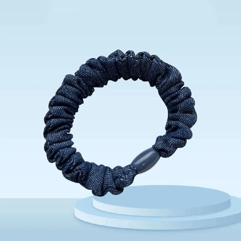 4 قطعة الدنيم الكورية الصلبة الأزرق مرونة العلاقات الشعر حبل Scrunchies للنساء الفتيات الرياضة ذيل حصان حامل إكسسوارات الشعر