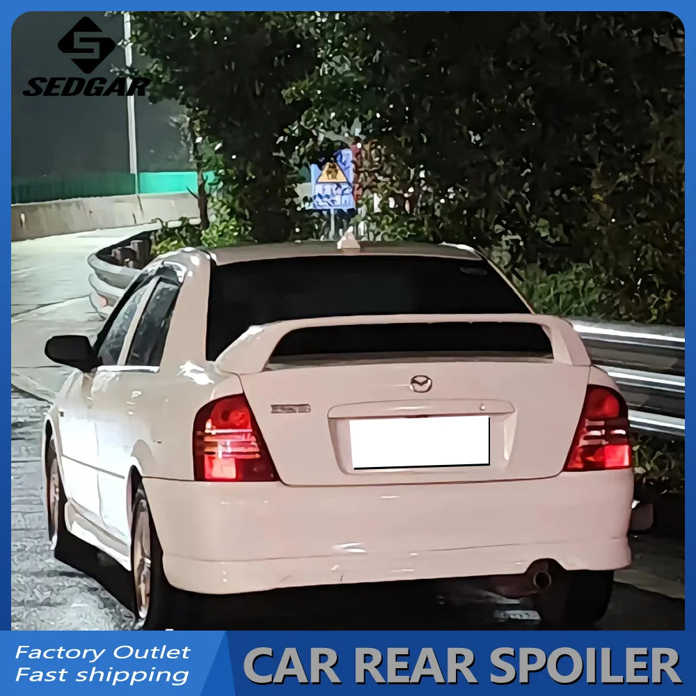 For 1990--2000 Mazda 323 Family F1 F2 F3 with LED Lights High Quality ABS Plastic Unpainted Rear Spoiler Trunk Boot Wing Spoiler