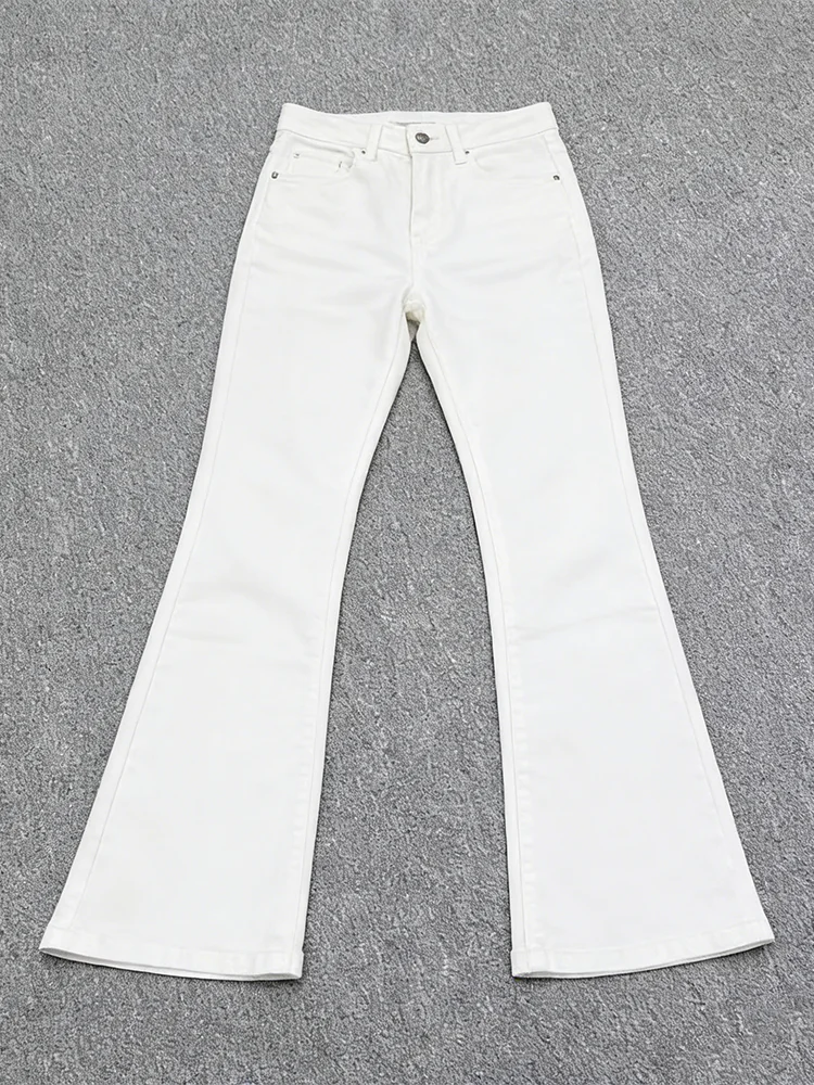 White Willow Blade Jeans Men Women American High Street Vibe Slim Straight Leggings Micro Flared Slimming Jeans Straight Tube