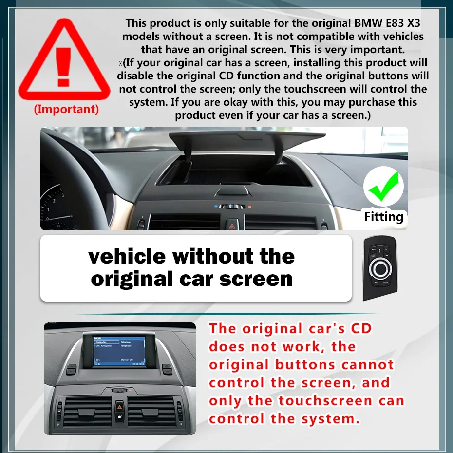 Pantalla Estéreo Inalámbrica para Auto con CarPlay Android 15 de 12.5' para BMW X3 E83 2004-2009 IDrive, Radio de Auto 2Din, Reproductor Multimedia, GPS, Bluetooth, 4G LTE 3