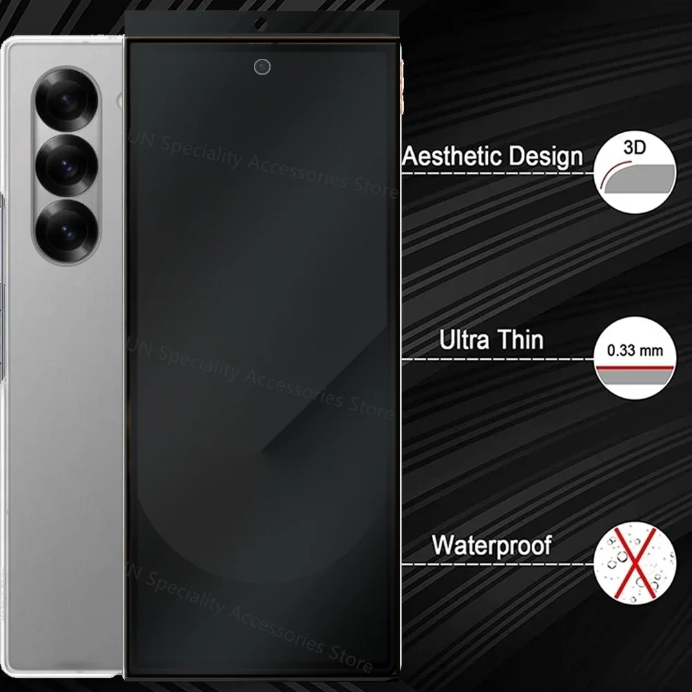 Casing kaca pelindung lensa 4in1, casing pelindung kaca Tempered untuk Galaxy Z Fold6, pelindung layar Privasi untuk Samsung Z Fold 6 ZFold6
