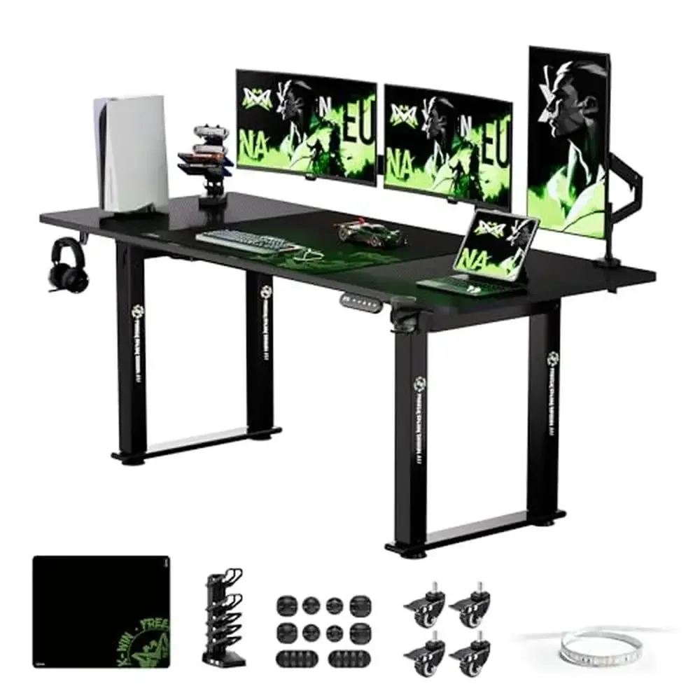 

Electric Height Adjustable Standing Desk 71" x 31.5" Ergonomic Home Office Dual Motor Solid Legs Spacious Surface Gaming Writing