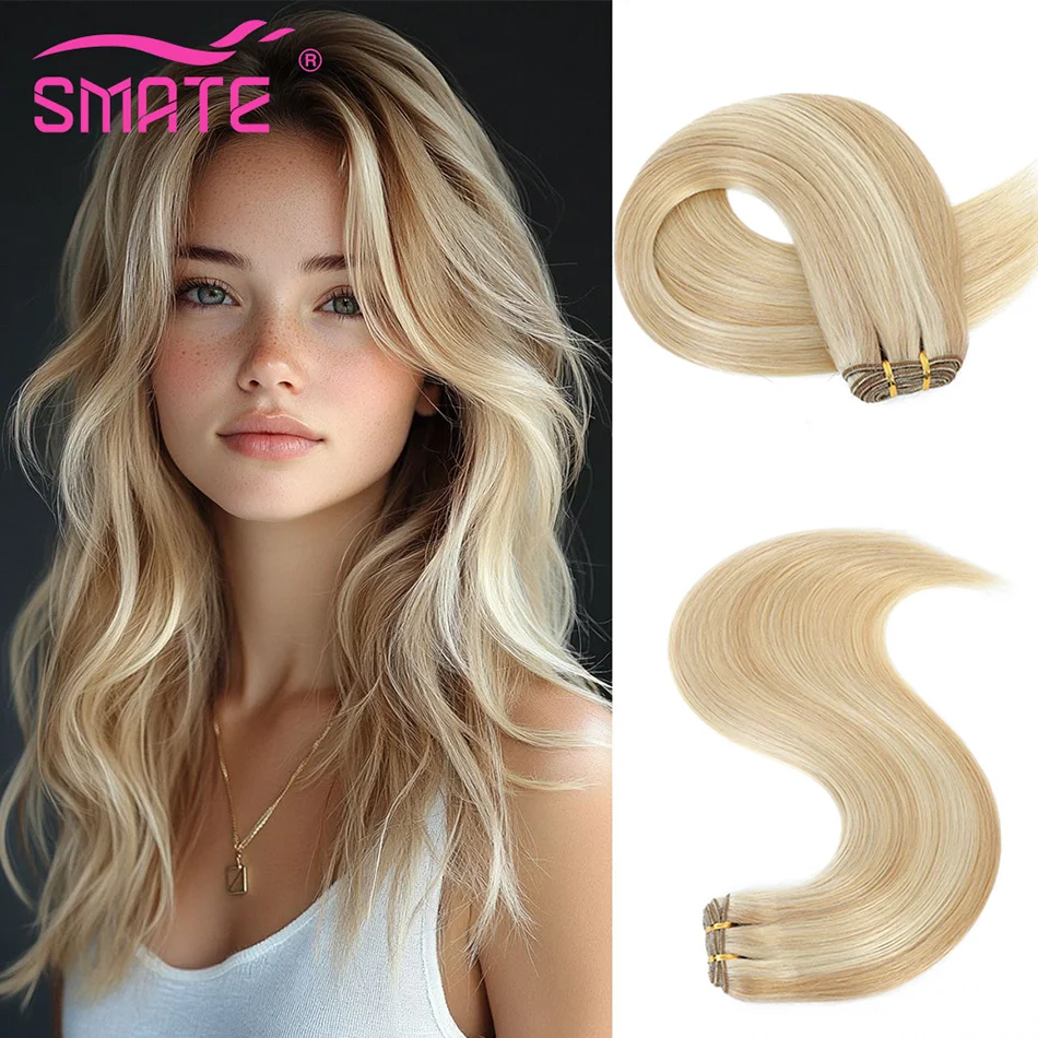 

Наращивание волос Smate Light Golden Blonde Remy, прямые волосы, 100% натуральные, без секущихся кончиков, мягкие, шелковистые, для женщин
