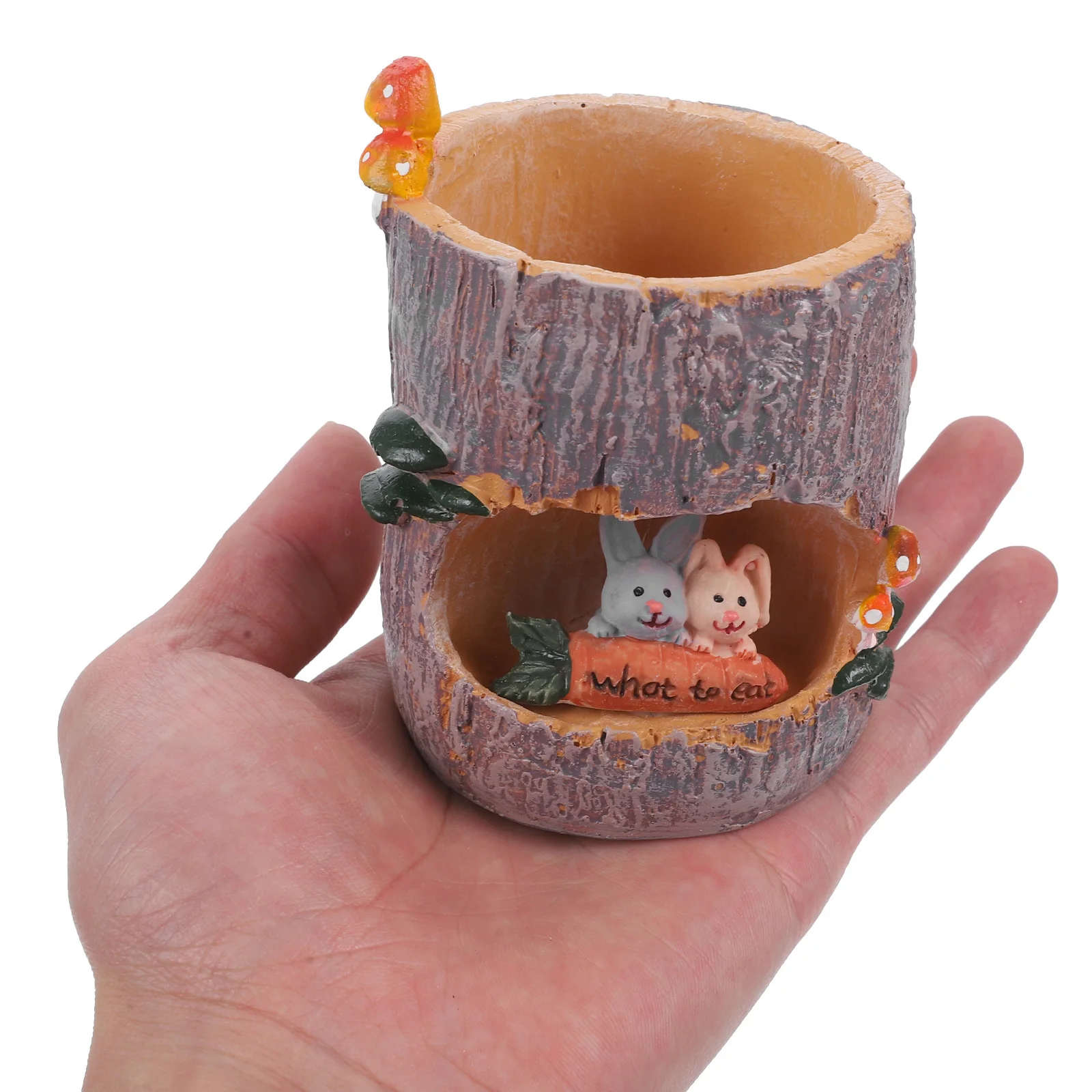 

Resin Tree Hollow Flower Pot Rabbit Picnic Design Durable For Indoor Outdoor Garden Decor Bonsai Box Succulent Plant Bed