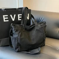 Bolso de mano de pana simple, bolso de hombro de gran capacidad, bolso cruzado informal para la escuela y los viajes