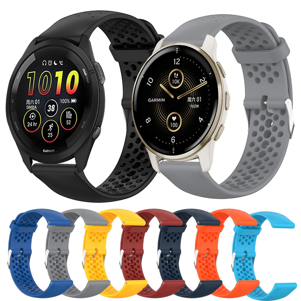 20mm 22mm Strap For Garmin Forerunner 265 255 245 Venu 3 2 Plus 2 SQ Vivoactive 3 4 5 Silicone Bracelet For HUAWEI GT Wrist Band