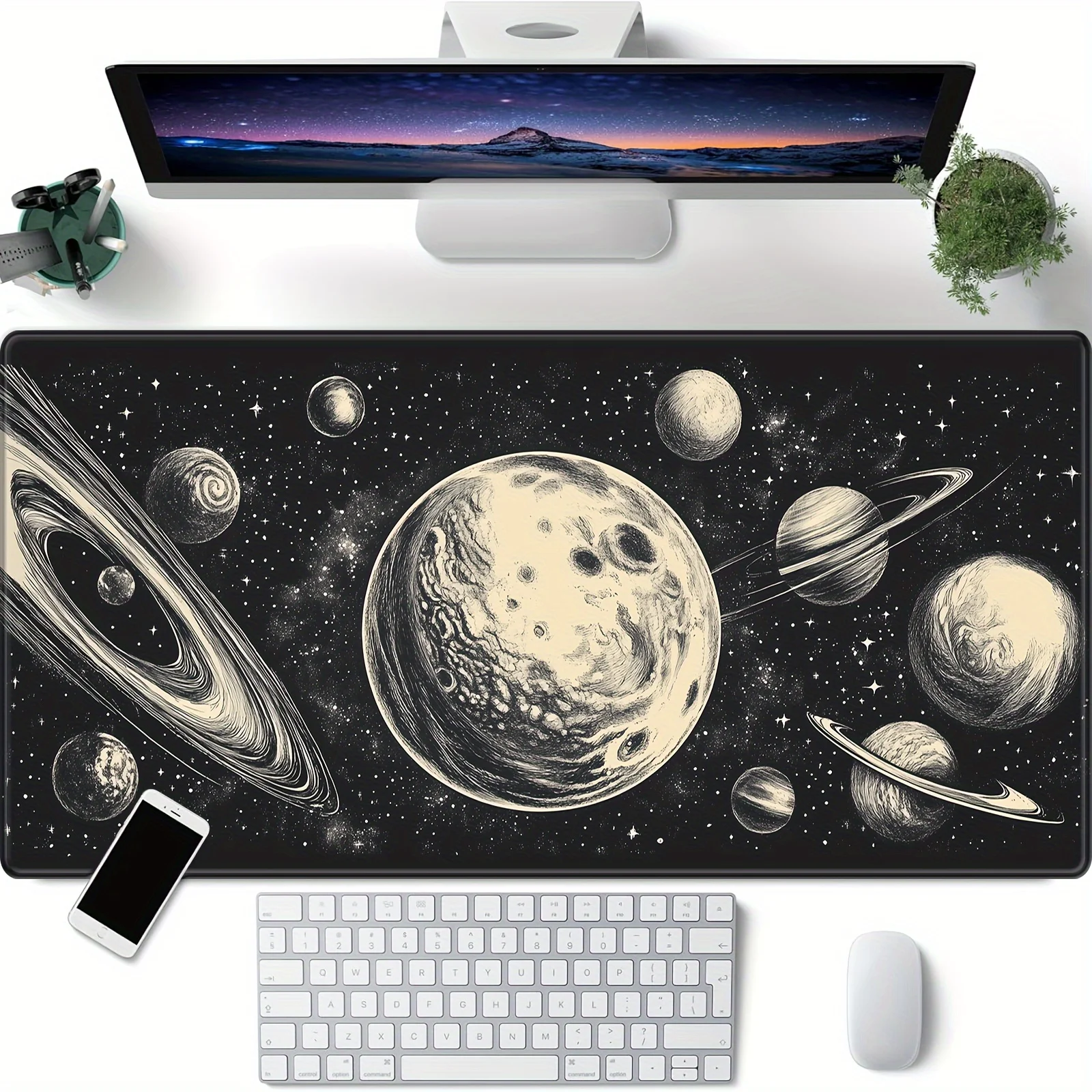 Star Moonlight Large Mouse Pad 900x400x3MM Milky Way Desk Pad with Edge Stitching for Office and Study gaming accessories Rubber