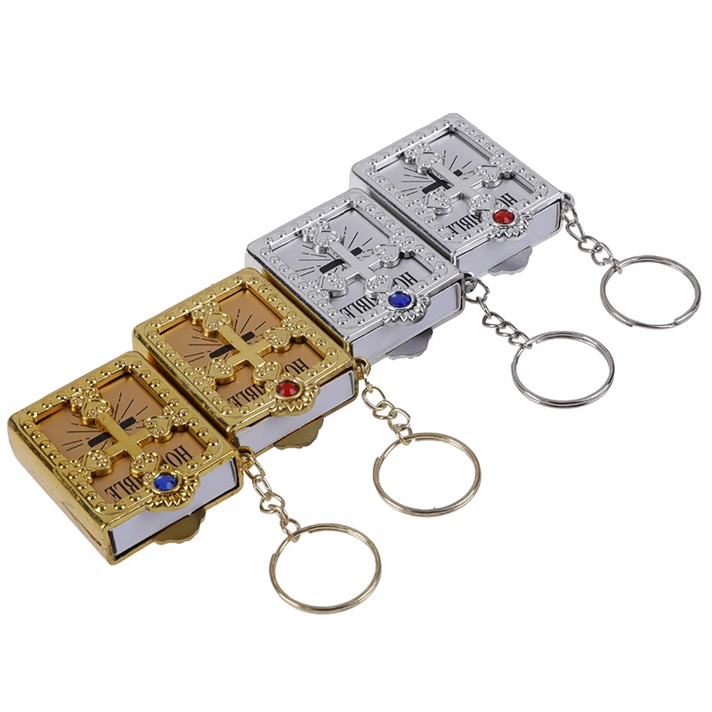 Mini HOLY Bible Keychain Religious Christian Jesus Cross Key Chain Keyring