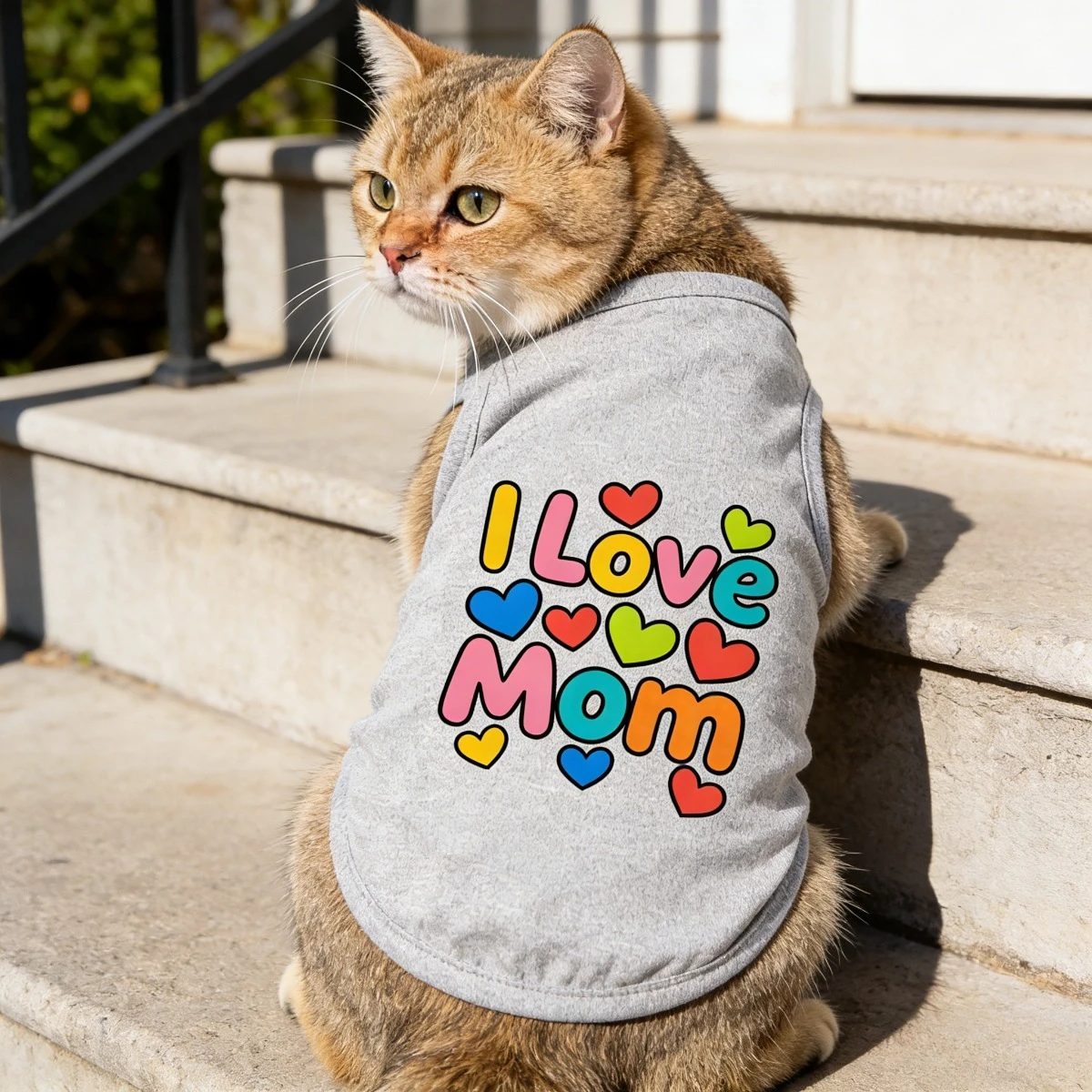 Summer Loving Clothing - Gilet per gatti grigio con design