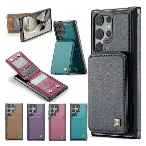 Magnetic Wallet Case For Samsung Galaxy S26 S25 Plus S24 Ultra S23 FE S22 S21 Phone Cover Kickstand Leather Case Card Holder