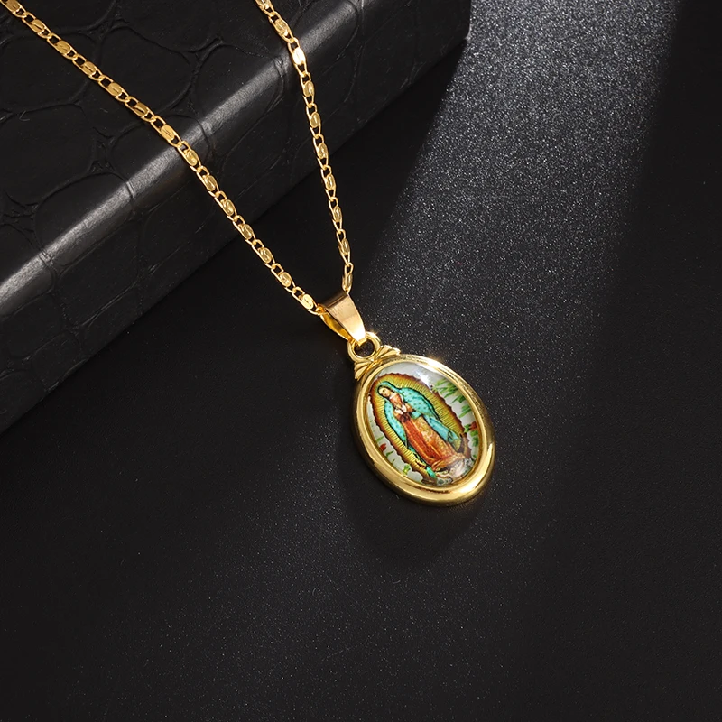 Beautiful Catholic Virgin Mary Pendant Necklace Women's Christian Religious Lucky Prayer Amulet Good Luck Jewelry Gift