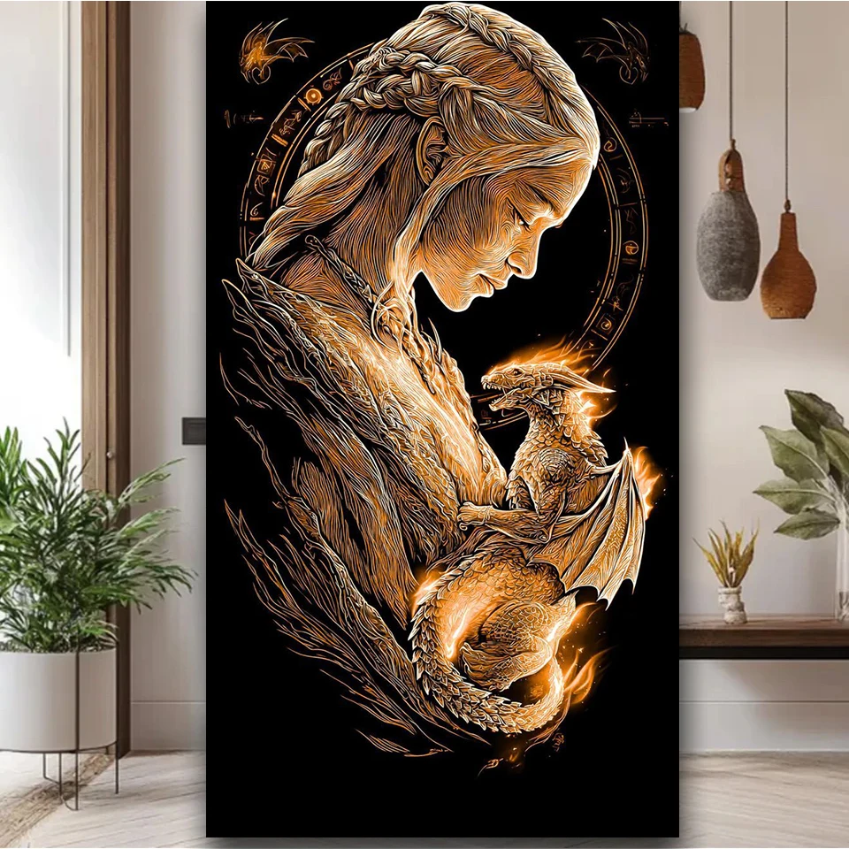 Queen Art Craft - Żywy Złoty Król i Smok 5D