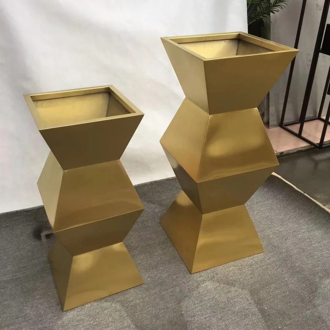 Tall Stainless Steel Modern Luxury Gold Vases for Home Decoration