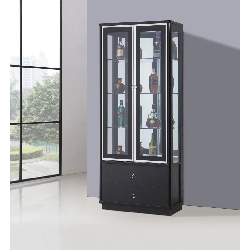 custom.Modern Lockable Glass Vitrine Display Wine Cabinet Extendable Showcase Furniture Home Living Room Design